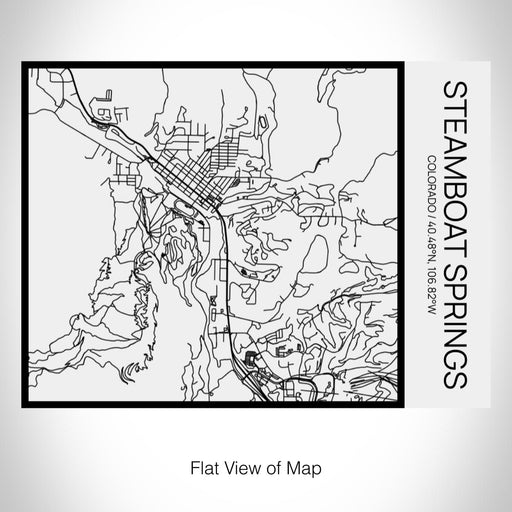 Rendered View of Steamboat Springs Colorado Map on 20oz Stainless Steel Insulated Bottle with Bamboo Top in Matte White with printed Tactile Lines Map in Black