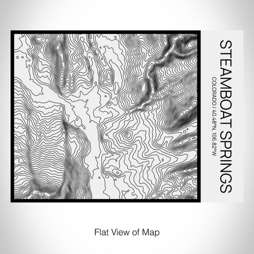 Rendered View of Steamboat Springs Colorado Map on 20oz Stainless Steel Insulated Bottle with Bamboo Top in Matte White with printed Tactile Lines Map in Black