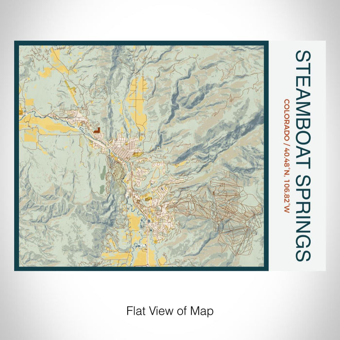 Rendered View of Steamboat Springs Colorado Map on 20oz Stainless Steel Insulated Bottle with Bamboo Top with printed woodblock style map