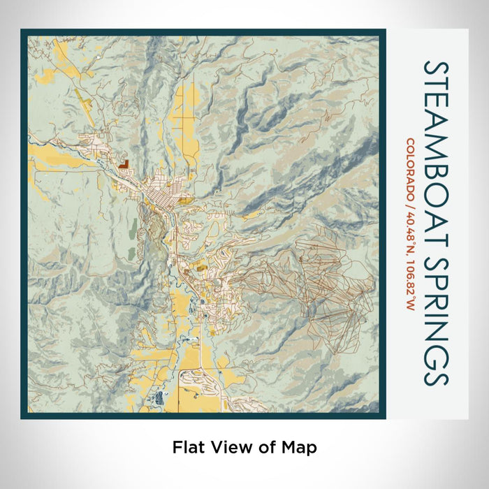 Rendered View of Steamboat Springs Colorado Map on 17oz Stainless Steel Insulated Tumbler in Woodblock Map Style