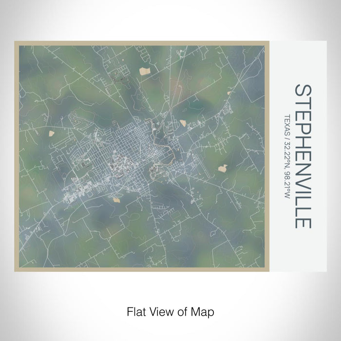 Rendered View of Stephenville Texas Map on 20oz Stainless Steel Insulated Bottle with Bamboo Top with printed afternoon style map