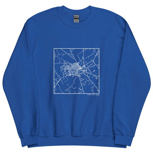 Stephenville Texas  Map Unisex Crewneck Sweater with City inscription in Royal Blue