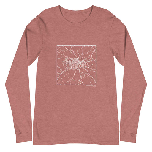 Stephenville Texas  Map Unisex Long-Sleeve T-shirt with City inscription in Heather Mauve