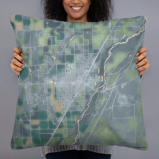 Person holding 22x22 Custom Sterling Colorado Map Throw Pillow in Afternoon