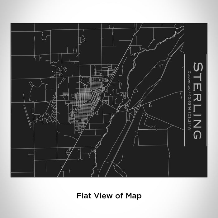 Rendered View of Sterling Colorado Map Engraving on 20oz Stainless Steel Insulated Bottle with Bamboo Top in Black