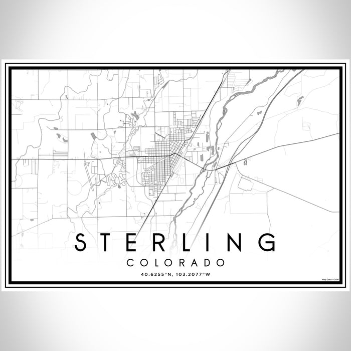 Sterling Colorado Map Print Landscape Orientation in Classic Style With Shaded Background