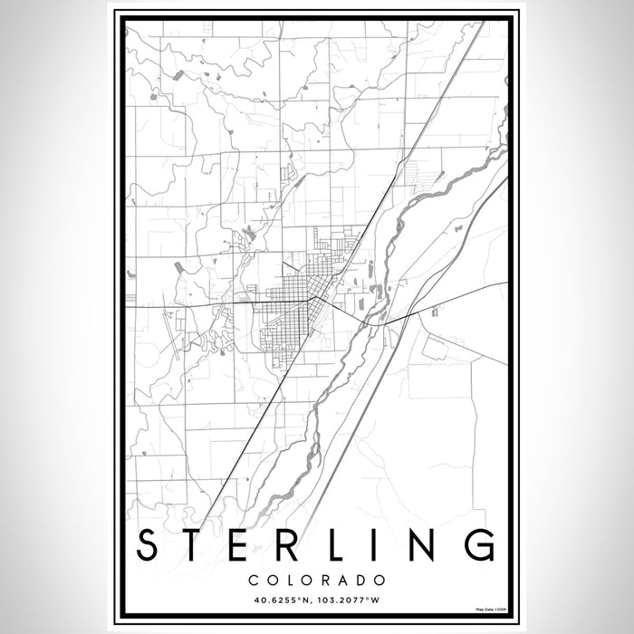 Sterling Colorado Map Print Portrait Orientation in Classic Style With Shaded Background