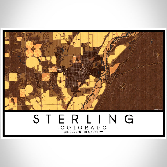 Sterling Colorado Map Print Landscape Orientation in Ember Style With Shaded Background