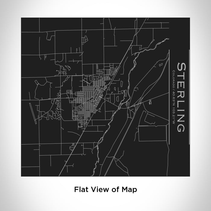 Rendered View of Sterling Colorado Map Engraving on 17oz Stainless Steel Insulated Tumbler in Black