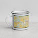 Left View Custom Sterling Colorado Map Enamel Mug in Woodblock