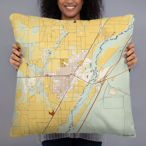 Person holding 22x22 Custom Sterling Colorado Map Throw Pillow in Woodblock