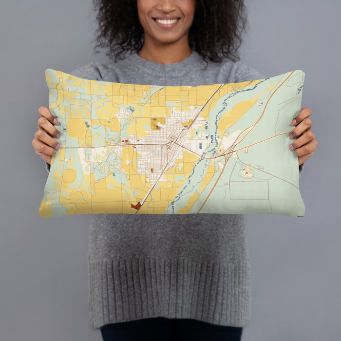 Person holding 20x12 Custom Sterling Colorado Map Throw Pillow in Woodblock