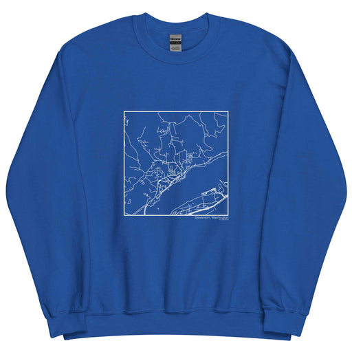 Stevenson Washington  Map Unisex Crewneck Sweater with City inscription in Royal Blue
