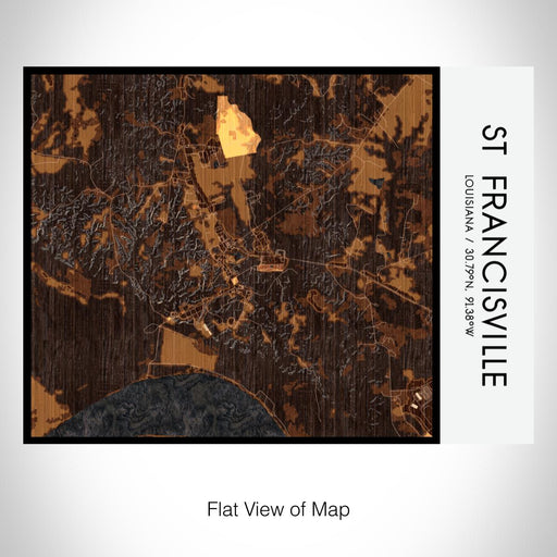 Rendered View of St Francisville Louisiana Map on 20oz Stainless Steel Insulated Bottle with Bamboo Top with printed ember style map