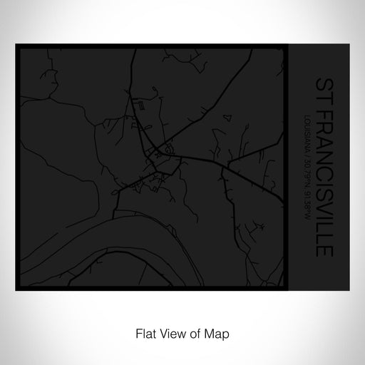 Rendered View of St Francisville Louisiana Map on 20oz Stainless Steel Insulated Bottle with Bamboo Top in Matte Black with printed Tactile Lines Map in Black