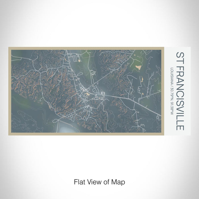 Rendered View of St Francisville Louisiana Map on 17oz Stainless Steel Insulated Bottle with printed afternoon style map