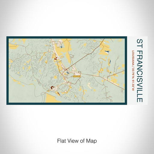 Rendered View of St Francisville Louisiana Map on 17oz Stainless Steel Insulated Bottle with printed woodblock style map