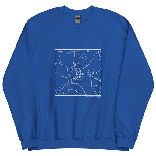 St Francisville Louisiana  Map Unisex Crewneck Sweater with City inscription in Royal Blue