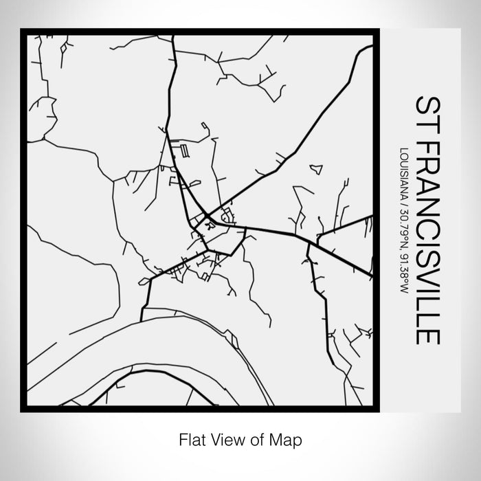 Rendered View of St Francisville Louisiana Map on 17oz Stainless Steel Insulated Tumbler in Matte White with Tactile Lines