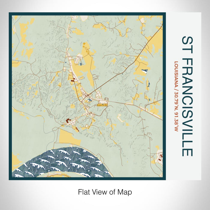 Rendered View of St Francisville Louisiana Map on 17oz Stainless Steel Insulated Tumbler in Woodblock Map Style