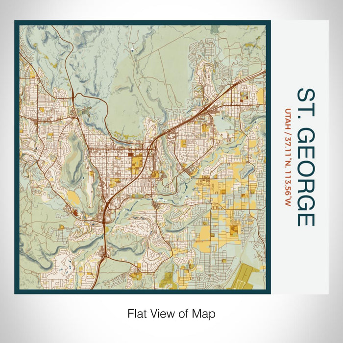 Rendered View of St. George Utah Map on 17oz Stainless Steel Insulated Tumbler in Woodblock Map Style