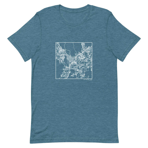 St. George Utah  Map Unisex T-Shirt with City inscription in Heather Teal