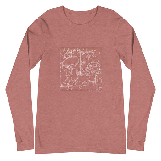 St. Germain Wisconsin Map Unisex Long-Sleeve T-shirt with City inscription in Heather Mauve