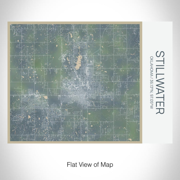 Rendered View of Stillwater Oklahoma Map on 20oz Stainless Steel Insulated Bottle with Bamboo Top with printed afternoon style map