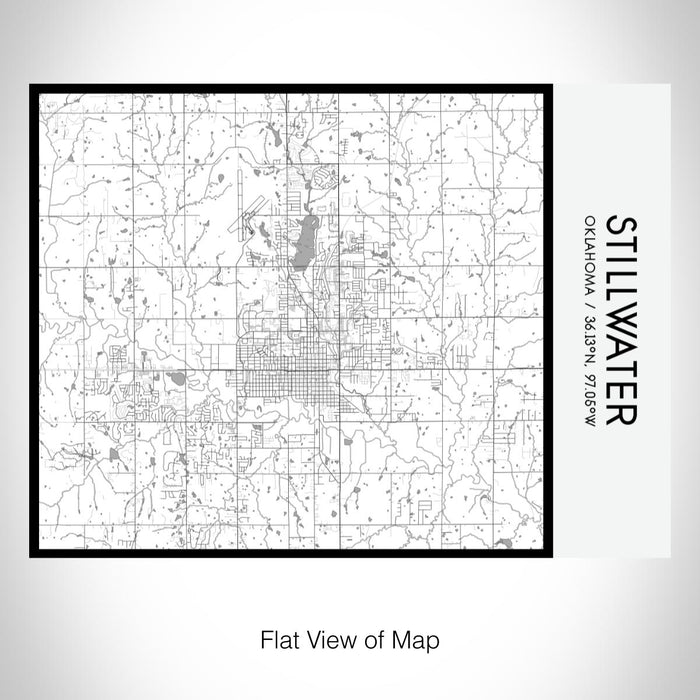 Rendered View of Stillwater Oklahoma Map on 20oz Stainless Steel Insulated Bottle with Bamboo Top with printed classic style map