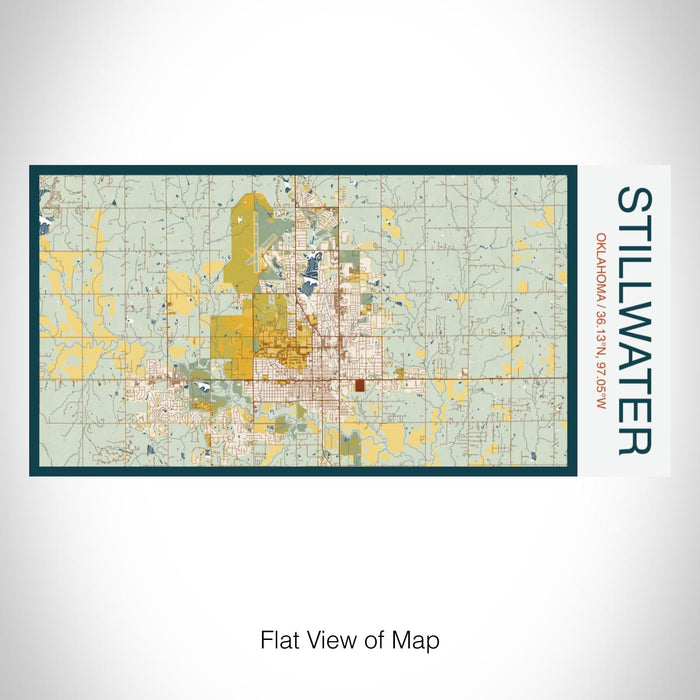 Rendered View of Stillwater Oklahoma Map on 17oz Stainless Steel Insulated Bottle with printed woodblock style map