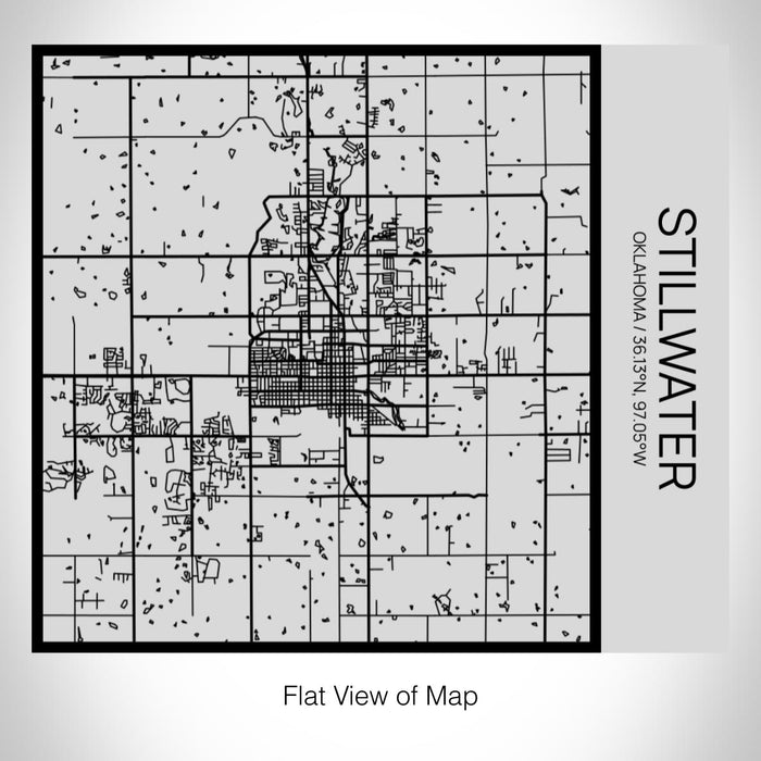 Rendered View of Stillwater Oklahoma Map on 17oz Stainless Steel Insulated Tumbler in Tactile Lines with Succulent in Background