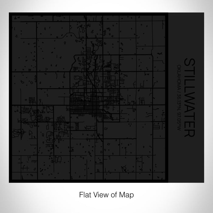 Rendered View of Stillwater Oklahoma Map on 17oz Stainless Steel Insulated Tumbler in Matte Black with Tactile Lines