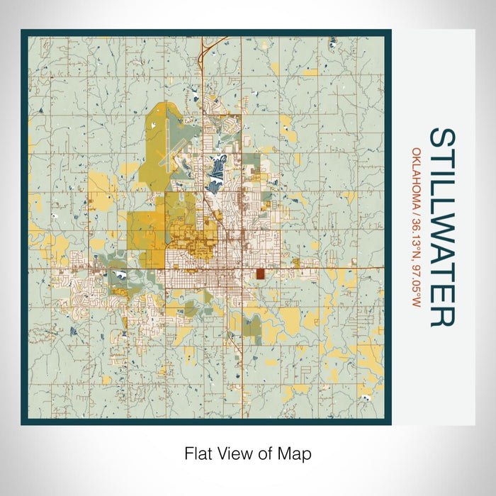Rendered View of Stillwater Oklahoma Map on 17oz Stainless Steel Insulated Tumbler in Woodblock Map Style