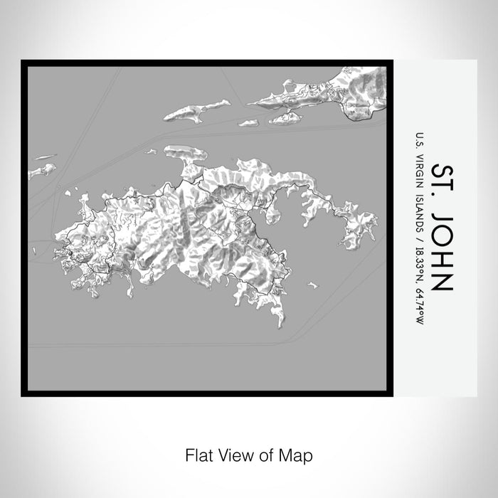 Rendered View of St. John U.S. Virgin Islands Map on 20oz Stainless Steel Insulated Bottle with Bamboo Top with printed classic style map