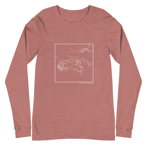 St. John U.S. Virgin Islands  Map Unisex Long-Sleeve T-shirt with City inscription in Heather Mauve