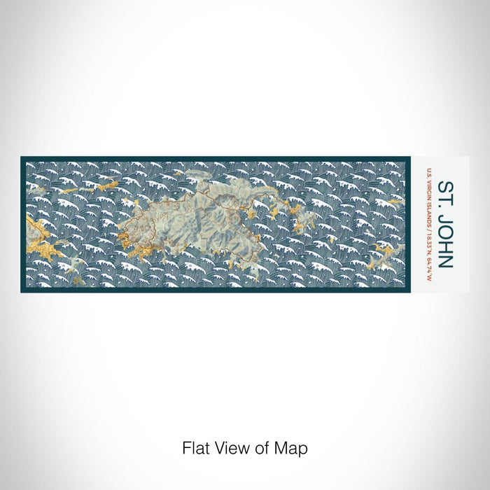 Rendered View of St. John U.S. Virgin Islands Map on 10oz Stainless Steel Insulated Cup in Woodblock with Sliding Lid