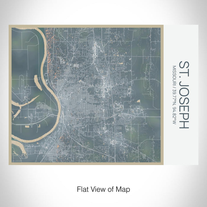Rendered View of St. Joseph Missouri Map on 20oz Stainless Steel Insulated Bottle with Bamboo Top with printed afternoon style map