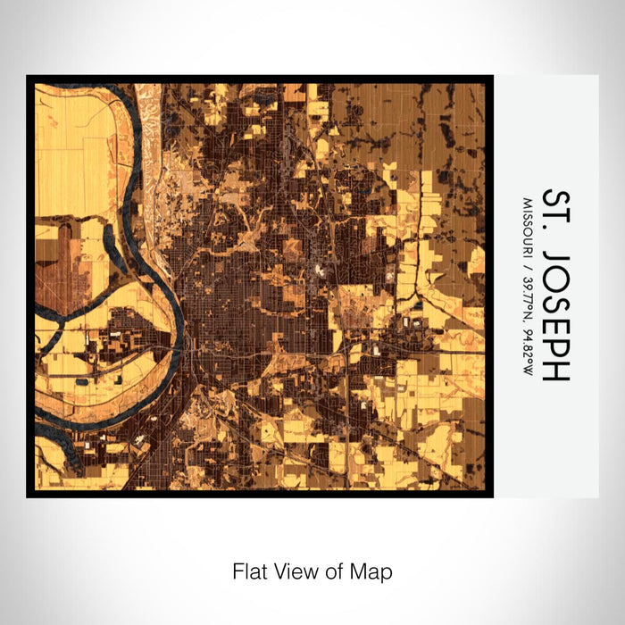 Rendered View of St. Joseph Missouri Map on 20oz Stainless Steel Insulated Bottle with Bamboo Top with printed ember style map