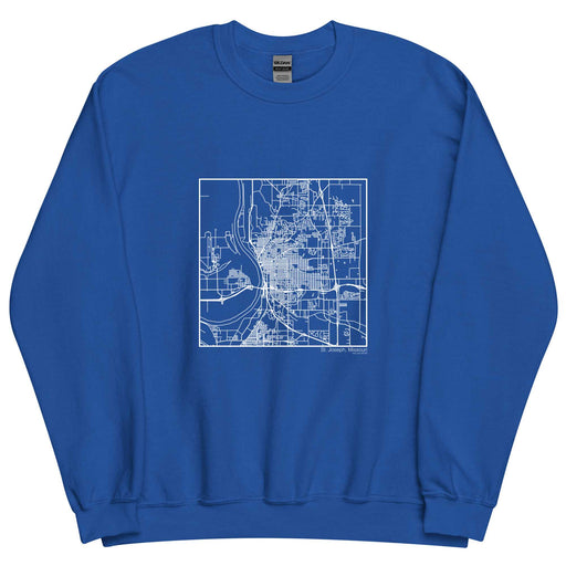 St. Joseph Missouri  Map Unisex Crewneck Sweater with City inscription in Royal Blue