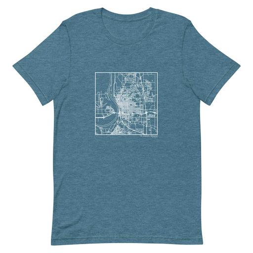St. Joseph Missouri  Map Unisex T-Shirt with City inscription in Heather Teal