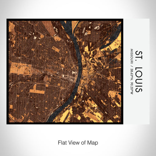 Rendered View of St. Louis Missouri Map on 20oz Stainless Steel Insulated Bottle with Bamboo Top with printed ember style map