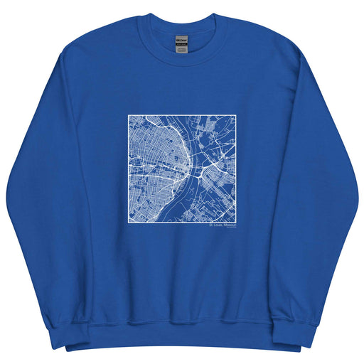 St. Louis Missouri  Map Unisex Crewneck Sweater with City inscription in Royal Blue