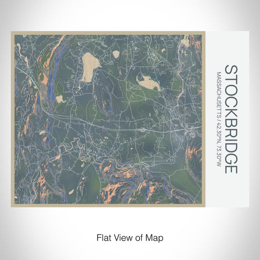 Rendered View of Stockbridge Massachusetts Map on 20oz Stainless Steel Insulated Bottle with Bamboo Top with printed afternoon style map