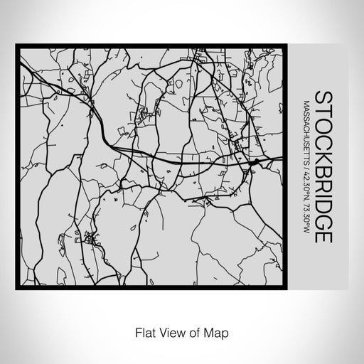 Rendered View of Stockbridge Massachusetts Map on 20oz Stainless Steel Insulated Bottle with Bamboo Top with printed Tactile Lines Map in Black