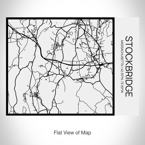 Rendered View of Stockbridge Massachusetts Map on 20oz Stainless Steel Insulated Bottle with Bamboo Top in Matte White with printed Tactile Lines Map in Black