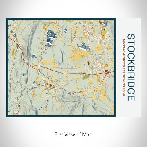 Rendered View of Stockbridge Massachusetts Map on 20oz Stainless Steel Insulated Bottle with Bamboo Top with printed woodblock style map