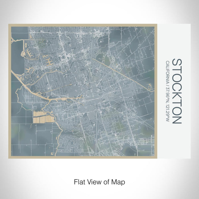 Rendered View of Stockton California Map on 20oz Stainless Steel Insulated Bottle with Bamboo Top with printed afternoon style map
