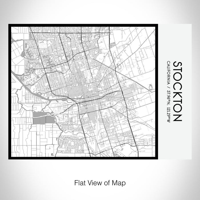 Rendered View of Stockton California Map on 20oz Stainless Steel Insulated Bottle with Bamboo Top with printed classic style map