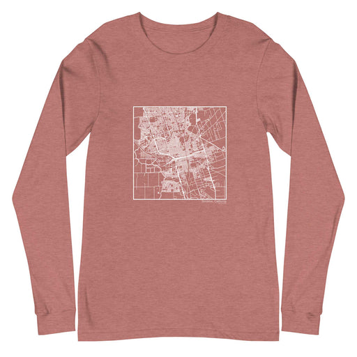 Stockton California  Map Unisex Long-Sleeve T-shirt with City inscription in Heather Mauve
