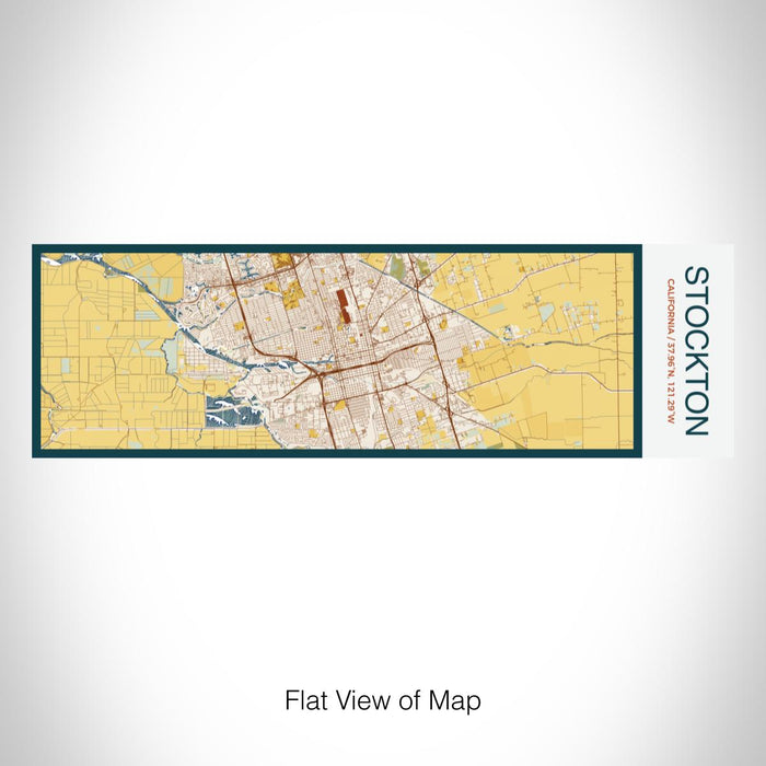 Rendered View of Stockton California Map on 10oz Stainless Steel Insulated Cup in Woodblock with Sliding Lid